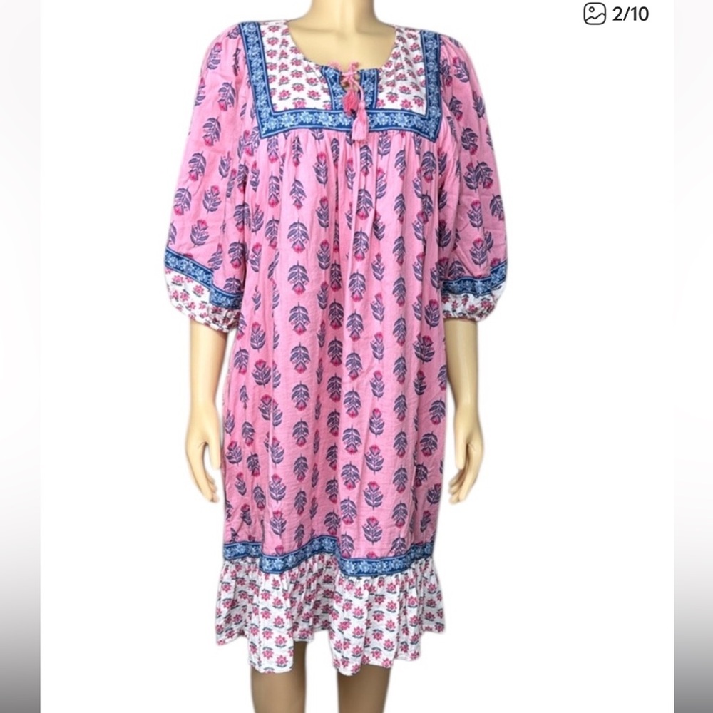 Old Navy Pink Smocked Sundress with Bishop Sleeves xl